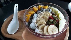 Pink slushi at Alchemy Vegan in Chiang Mai