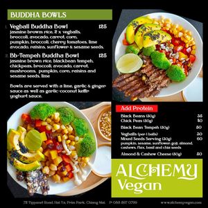 Buddha Bowls Menu at Alchemy Vegan in Chiang Mai