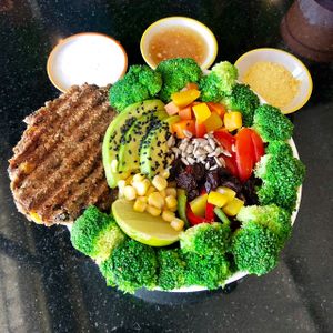 HPLC Broccoli Buddha Bowl. (High Protein Low Carbs). *NEW@Sept 2021* at Alchemy Vegan in Chiang Mai