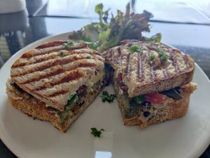Vegballs aubergine panini at Alchemy Vegan in Chiang Mai