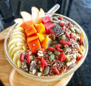 Mango smoothie bowl, yum! at Alchemy Vegan in Chiang Mai