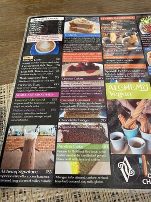 menu  at Alchemy Vegan in Chiang Mai