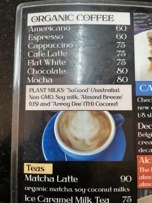 Plant milk options   at Alchemy Vegan in Chiang Mai