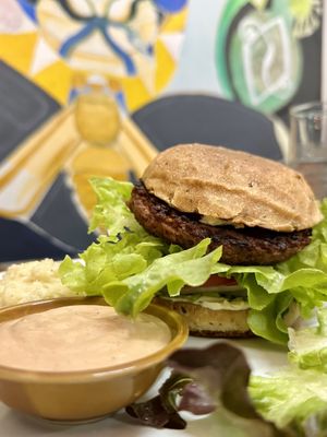 Vegan burger (180 THB)  at Alchemy Vegan in Chiang Mai