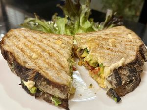 Mediterranean panini (150 THB)  at Alchemy Vegan in Chiang Mai