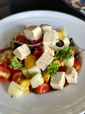 Greek salad + feta (150 THB)  at Alchemy Vegan in Chiang Mai