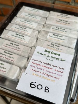 Homemade energy bars (60 THB)  at Alchemy Vegan in Chiang Mai