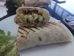 Tealeaf salad wrap at Alchemy Vegan in Chiang Mai