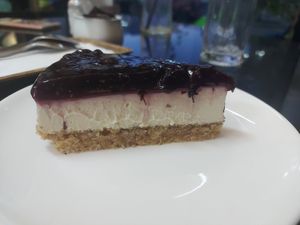 Blueberry cheesecake at Alchemy Vegan in Chiang Mai