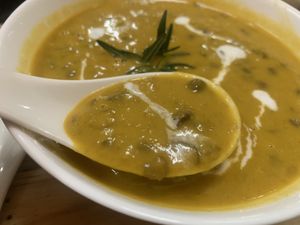 Carrot lentil soup  at Alchemy Vegan in Chiang Mai