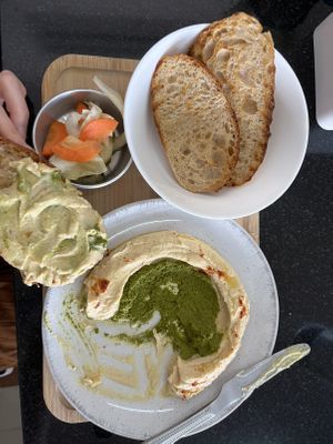 Hummus and Pesto on toast   at Alchemy Vegan in Chiang Mai