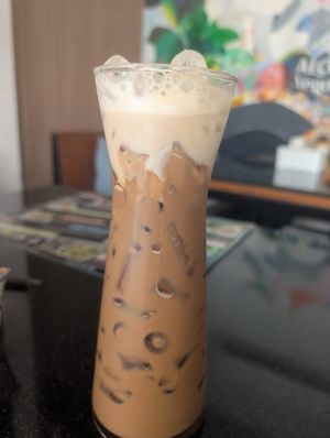 Iced latte at Alchemy Vegan in Chiang Mai