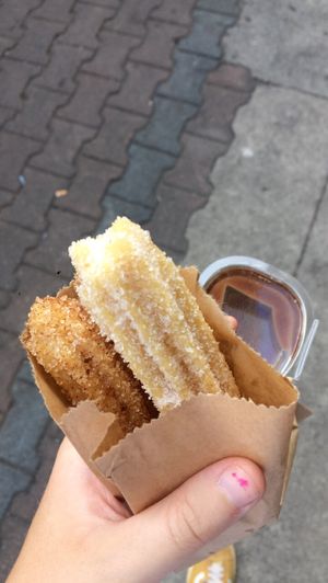 Vegan Churros with Belgian chocolate dip. 3 for 50 baht and the dip 25 baht. at Alchemy Vegan in Chiang Mai