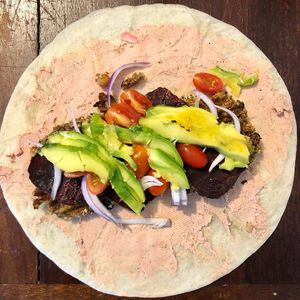 Wrap in the making at Alchemy Vegan in Chiang Mai