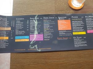 The menu at Alchemy Vegan in Chiang Mai