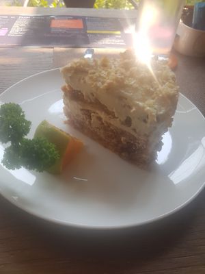 Big piece of Jjummy carrot cake! at Alchemy Vegan in Chiang Mai