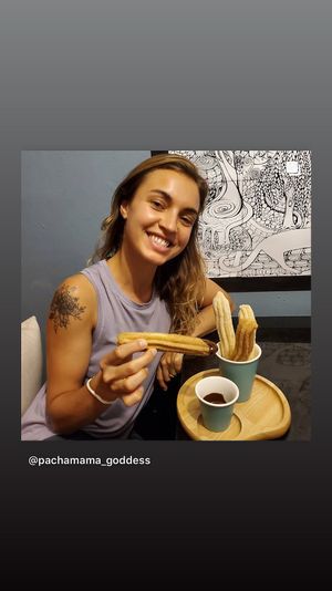 Falon with churros Churros *now available all day on demand at Alchemy Vegan in Chiang Mai