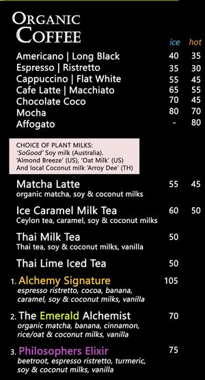Coffee and Drinks at Alchemy Vegan in Chiang Mai