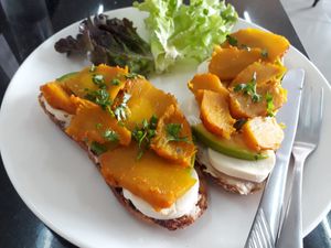 Pumpkin & tofu toast at Alchemy Vegan in Chiang Mai