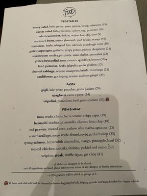 Menu  at Ten Foot Henry in Calgary