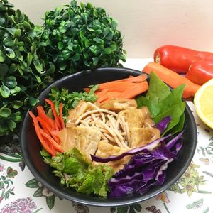 Tempeh salad with noodles at Lush in Cebu