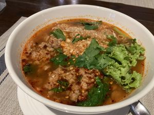 Spicy noodle soup  at Yes Vegan in Pattaya