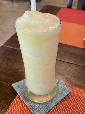 Pineapple smoothie, 80 baht  at Yes Vegan in Pattaya