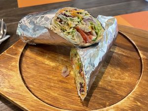 Vegan chicken wrap, 125 baht  at Yes Vegan in Pattaya