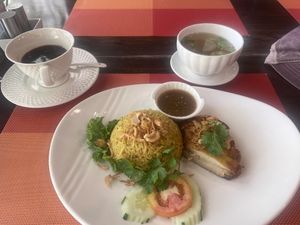 Yellow rice with chicken   at Yes Vegan in Pattaya