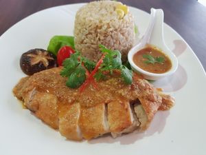 steam rice chicken at Yes Vegan in Pattaya