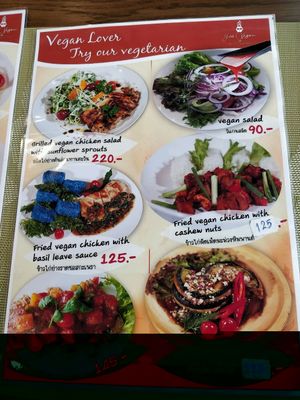 menu  at Yes Vegan in Pattaya