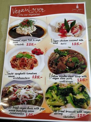 menu at Yes Vegan in Pattaya