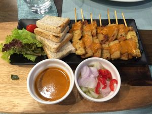 Moo satay  at Yes Vegan in Pattaya