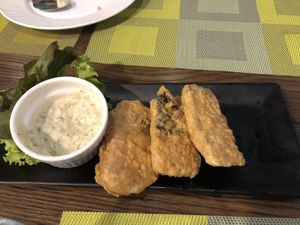 Fried fish at Yes Vegan in Pattaya