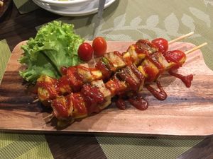 Vegan kebabs. So succulent and juicy at Yes Vegan in Pattaya