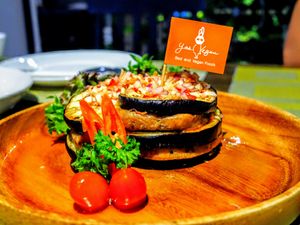 Eggplant burger at Yes Vegan in Pattaya
