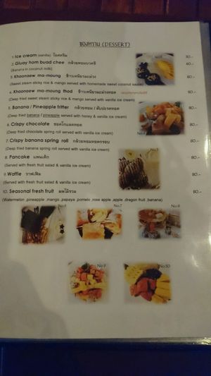 Pinto Vegetarian Menu Dessert Page at Pinto Restaurant in Koh Lanta