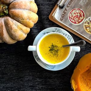 Pumpkin soup at Cozy Corner in East Singapore