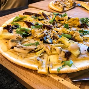Hummus pizza at Cozy Corner in East Singapore