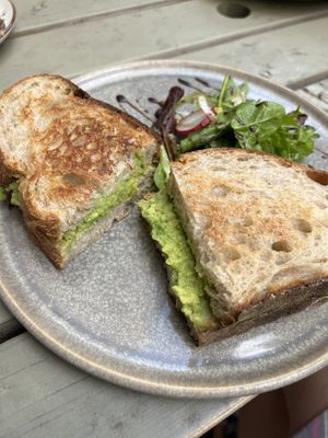 Avo toast  at Ginger & Mint in East London