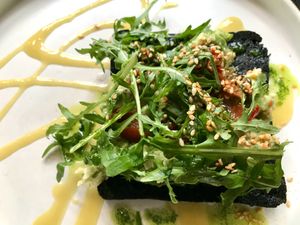 Avocado toast in gluten free bread at Flora No Fauna in Moscow