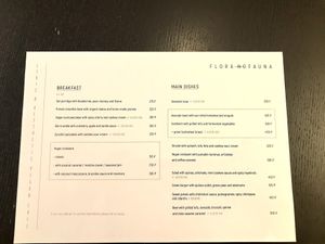 English Menu at Flora No Fauna in Moscow