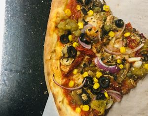 vegan pizza  at WTF Pizza in Istanbul