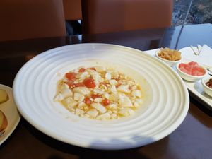 Mapou Tofu - very soft and raw at Jujube Tree 枣子树素餐厅 - 成都铂金城店 in Chengdu