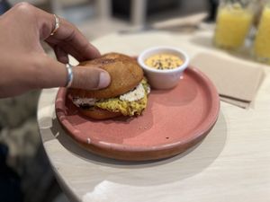 Cottage Cheese & Tomato Omelet - slammin!  at Pulpa Amor Liquido  in Mexico City