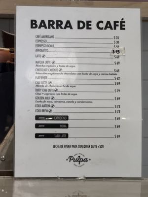 Menu   at Pulpa Amor Liquido  in Mexico City