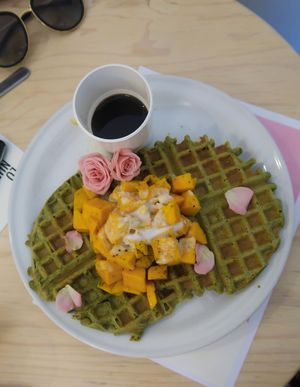 Matcha waffles  at Pulpa Amor Liquido  in Mexico City