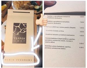 vegan menu at Pepper Grey in Klaipeda