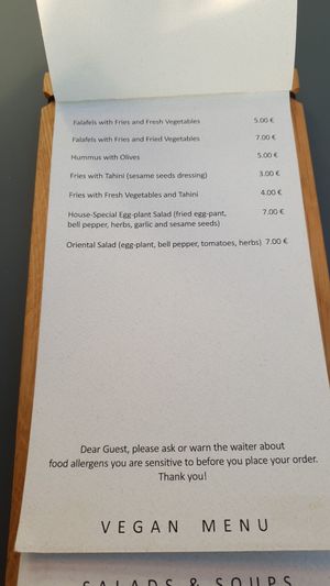 Vegan menu. They speak english aswell. at Pepper Grey in Klaipeda