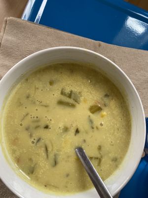 Rich and creamy vegan chowder  at Pike Place Chowder in Seattle